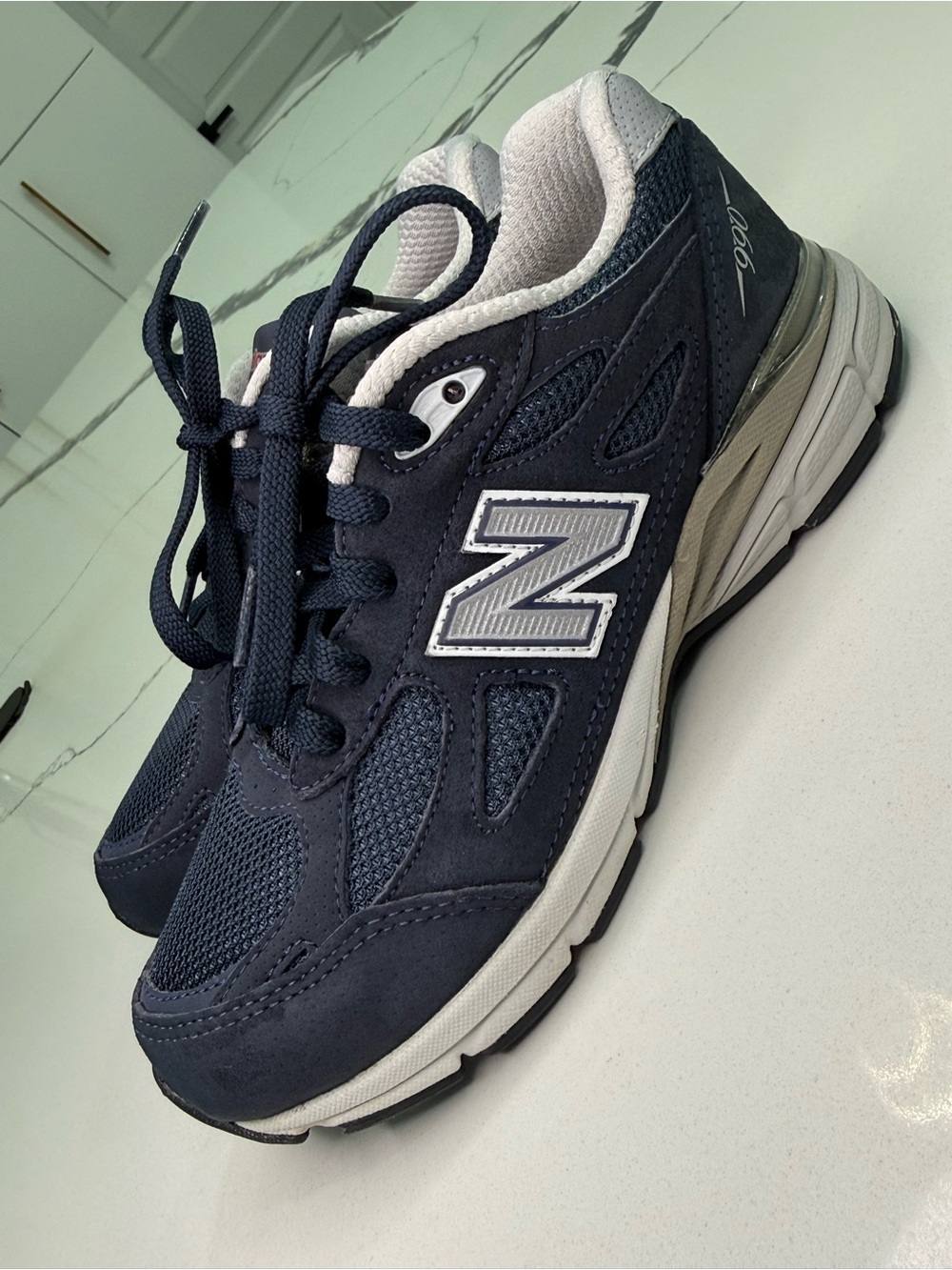 New Balance 990v3 Navy Blue Grey Kids Sneakers PC990NB3 Boys Size 2 US